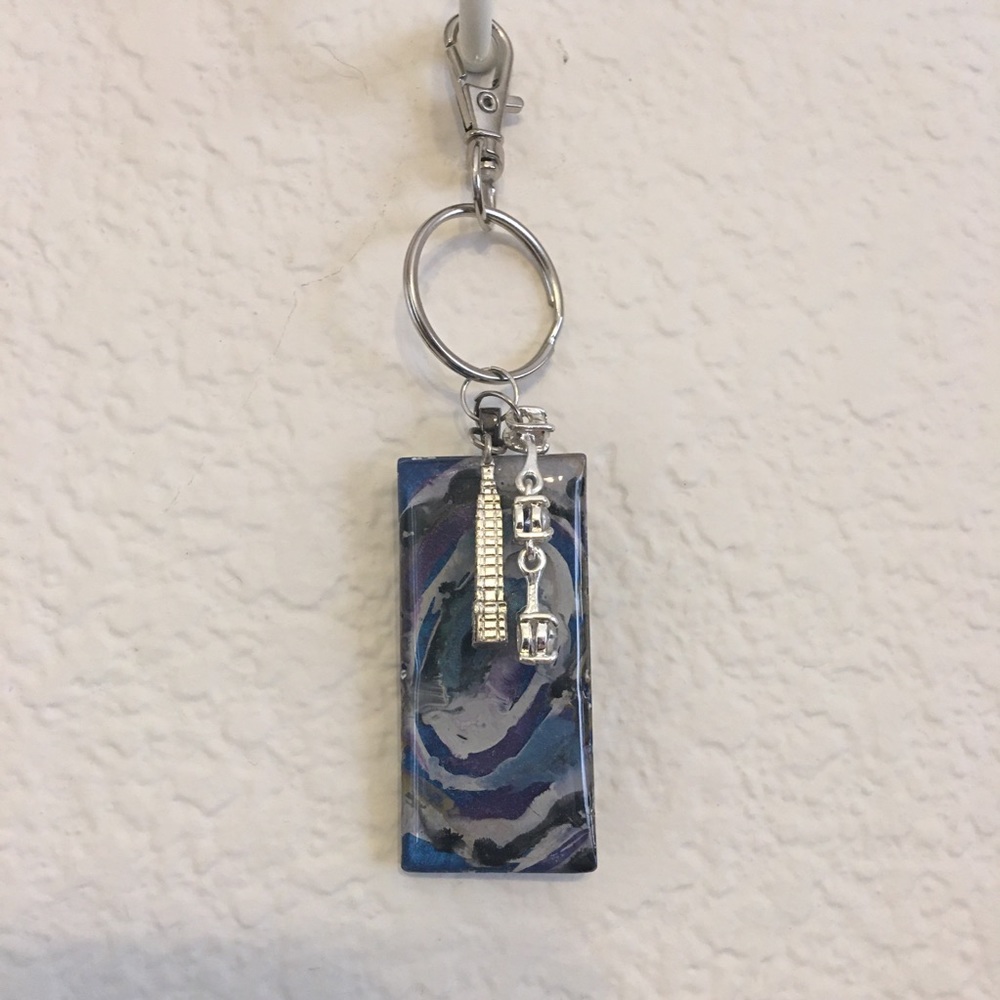 Vintage repurpose salvaged estate gem keychain